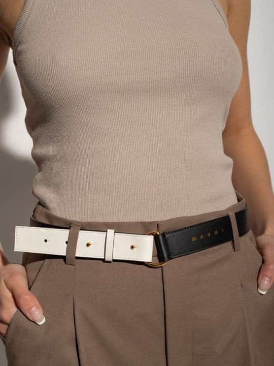 マルニ バイカラー レザーベルト 90cm