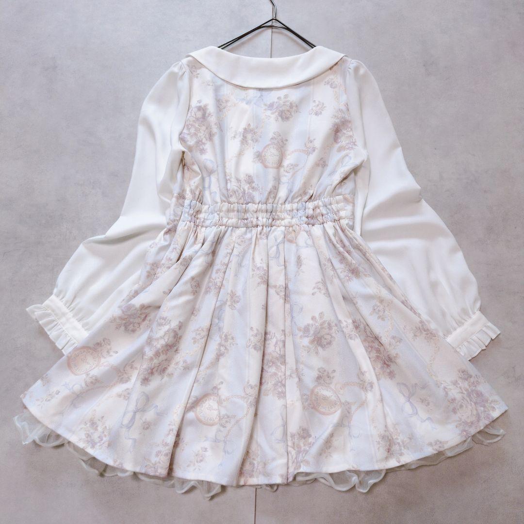 ふんわり✨LIZLISA ローズ柄 ストライプワンピース フリル お花ボタン♡