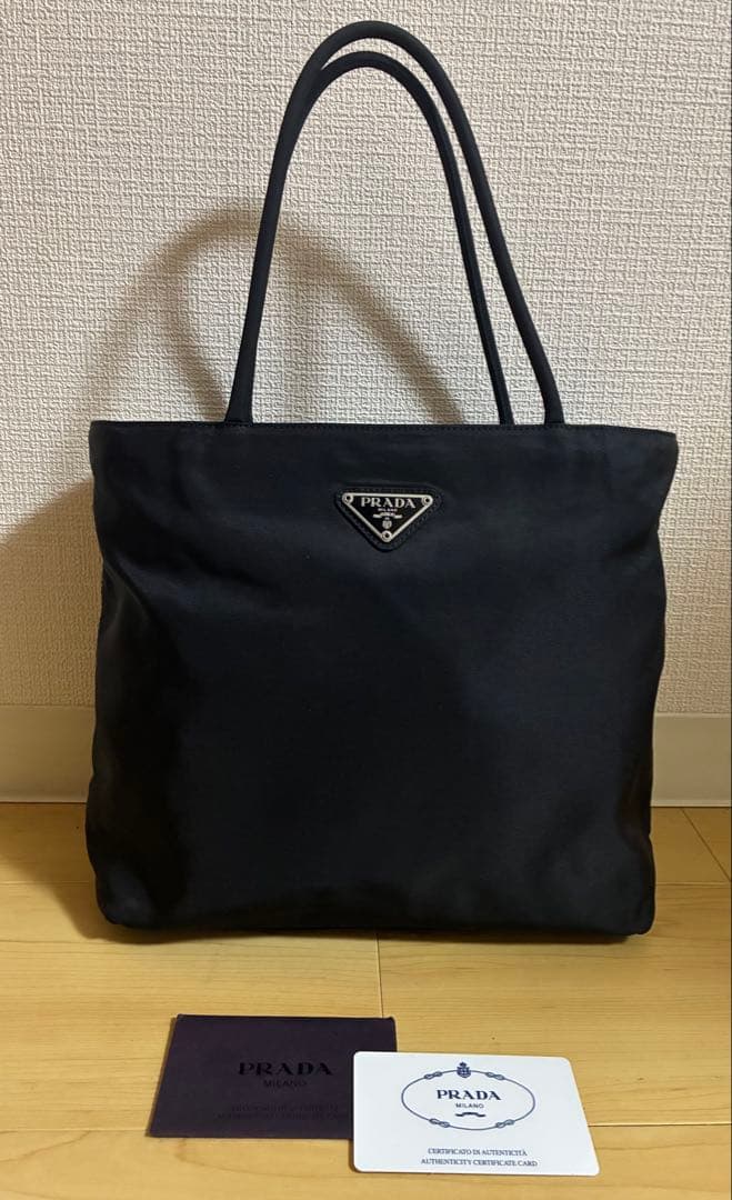 本物 ブランドカード有 黒 PRADA プラダ ナイロンバッグ