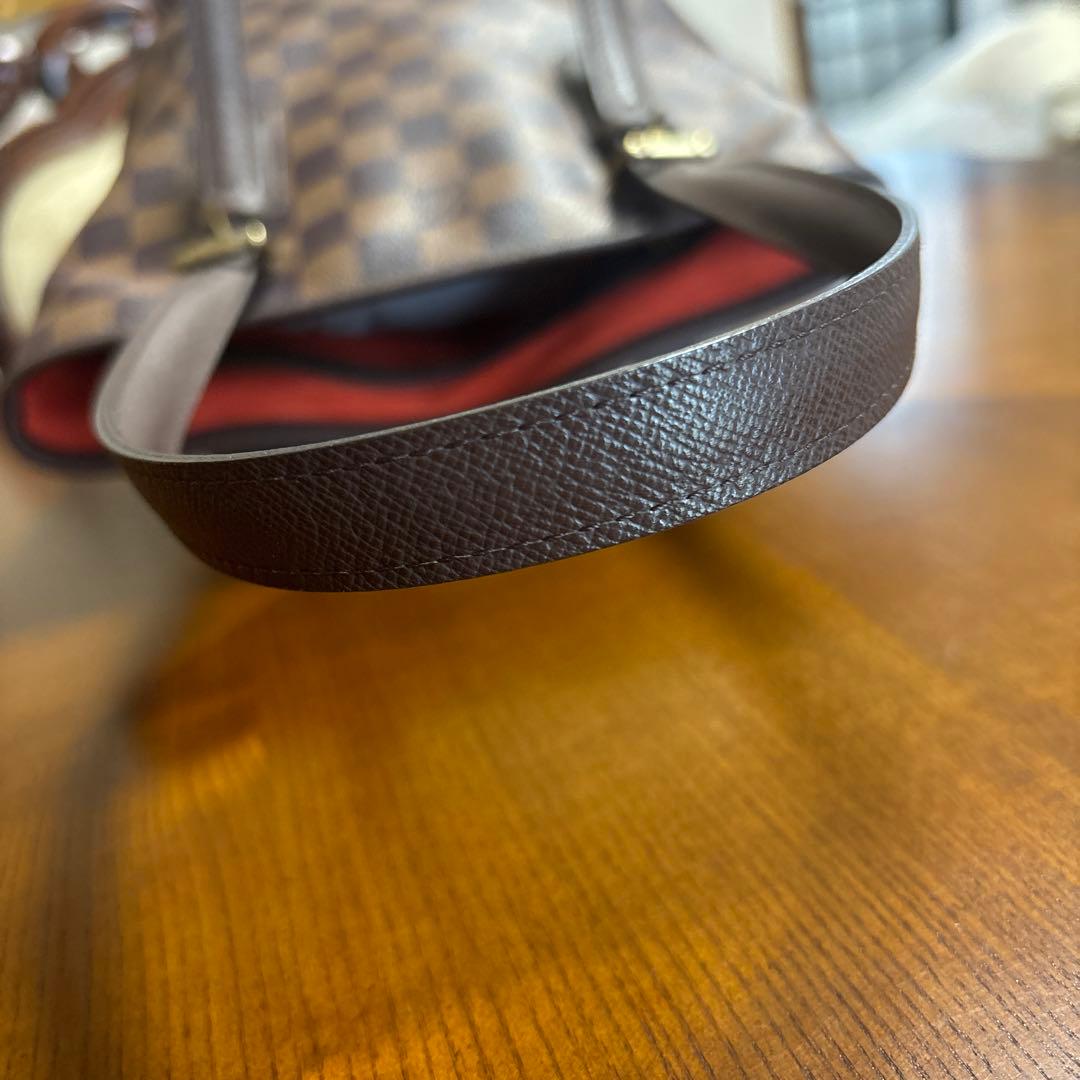 ルイヴィトン　マレ　ダミエ柄ブラウンレザーハンドバッグ