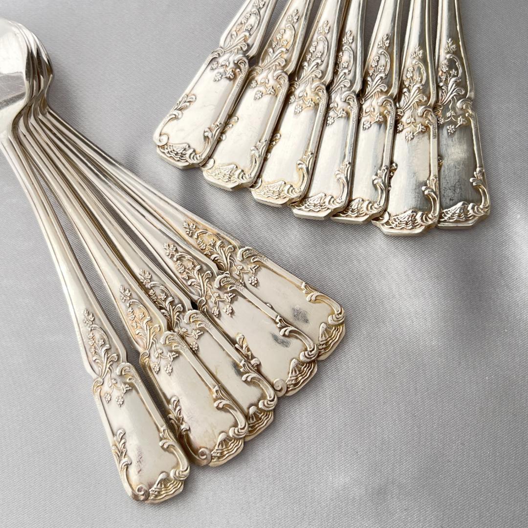 【仏蘭西】アールヌーボー オイスターフォーク 12本 13cm ケース