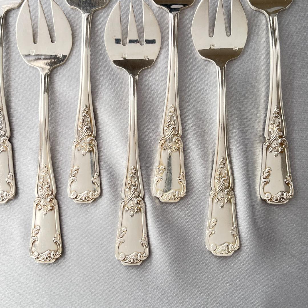 【仏蘭西】アールヌーボー オイスターフォーク 12本 13cm ケース