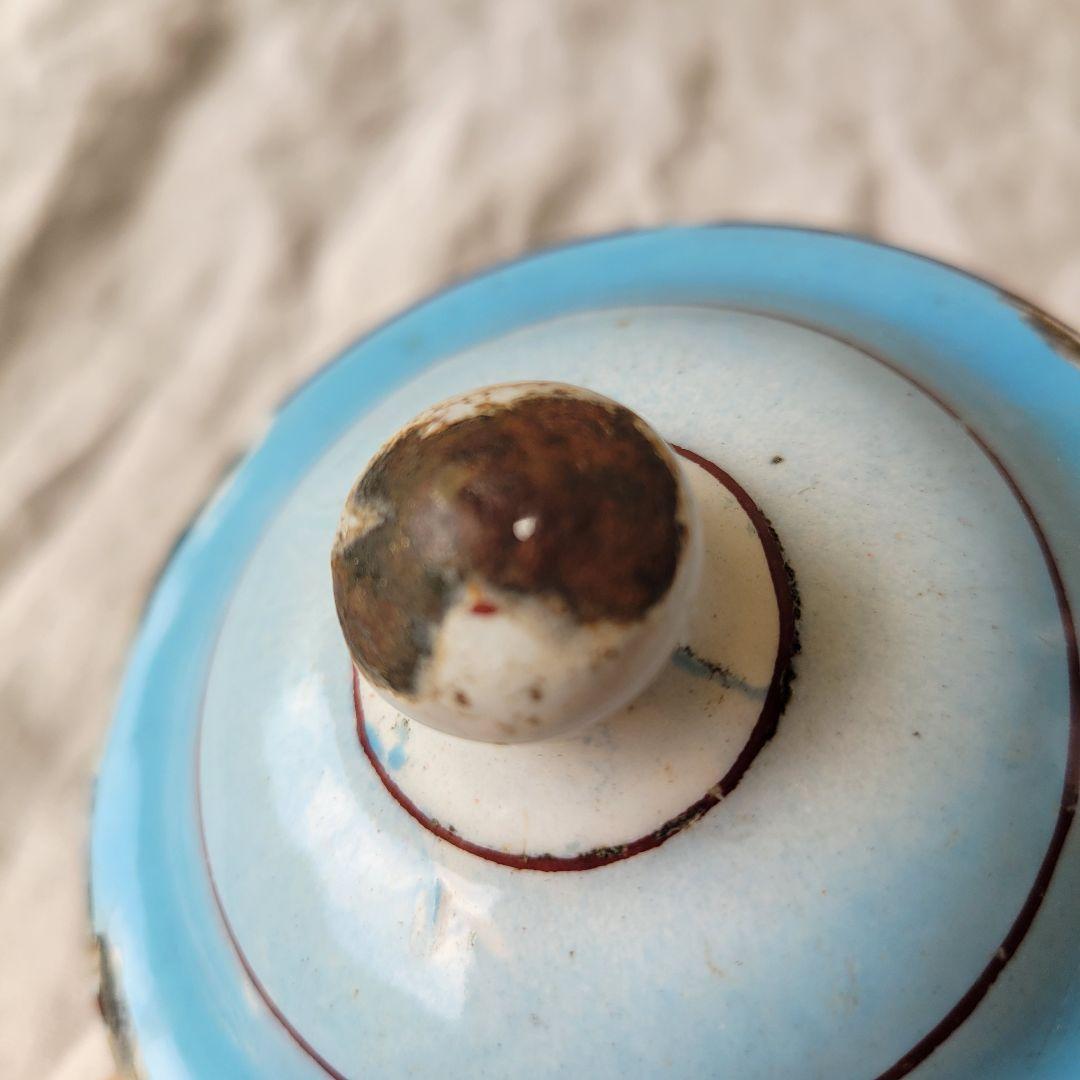 フランス　アンティーク　コーヒーポット　ホーロー　ブルー