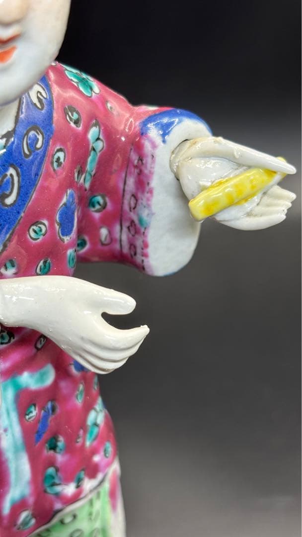 中国美術 古玩 色絵陶人形 陶器人形 高さ約25cm 置物 オブジェ 古董品