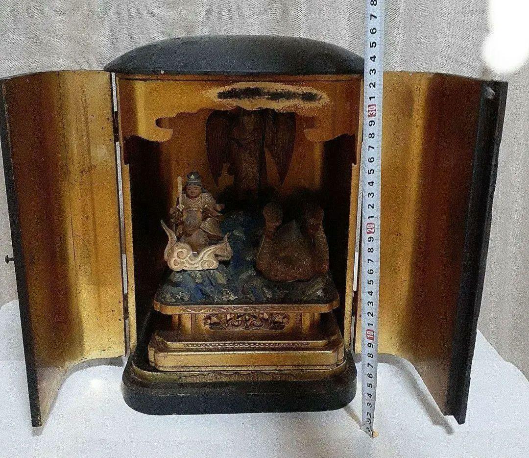 極逸品【護法魔王尊　荼枳尼天　双頭宝珠巳神】厨子　神像　仏像