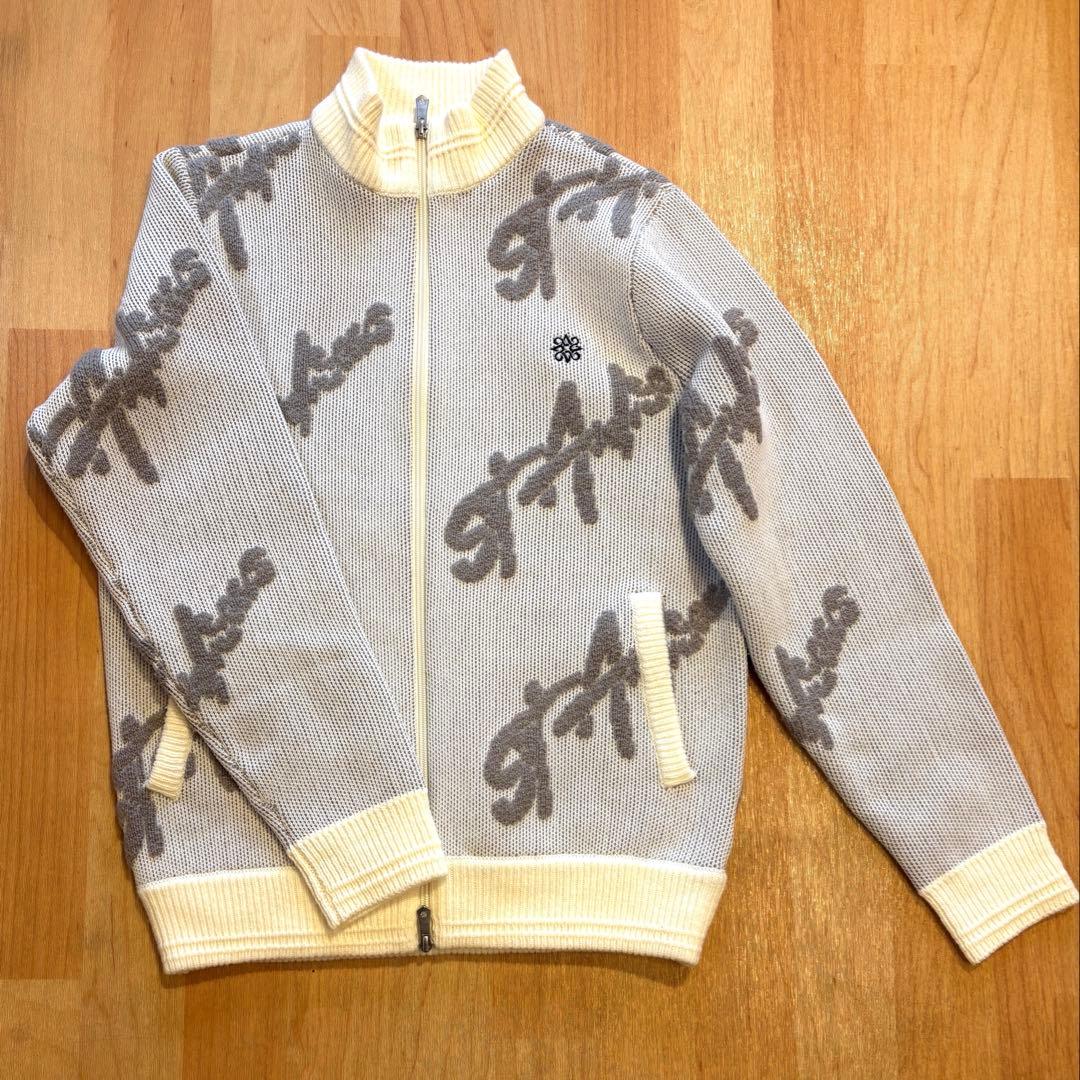 ◼️St ANDREWS ◼️ロゴニットブルゾンM 白グレー美品
