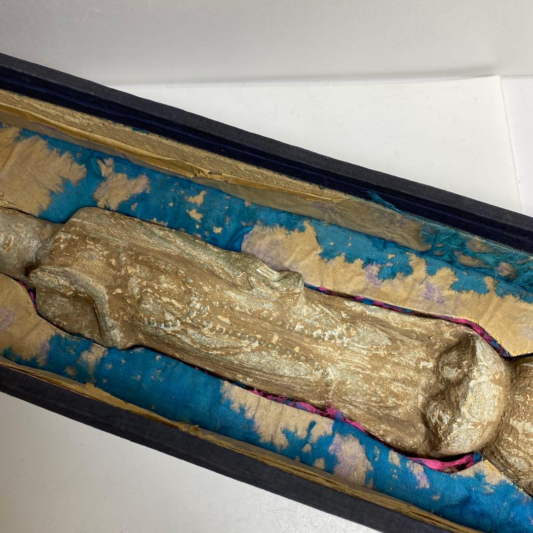 古代　唐物　石仏像　仕立箱付　高さ約31㎝　タエサ　東さ8-0107☆2F