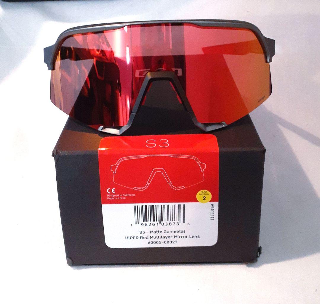 100% S3 ガンメタル レッド ワンハンドレッド サングラス