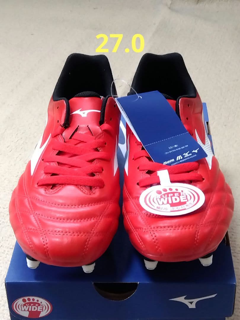 ラグビースパイク／ミズノ／27.0／赤／R1GA200101／新品・未使用品