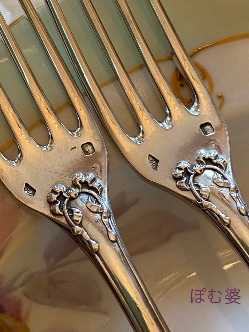 【フランス／カルディヤック】純銀／デザート用３本セット「リュバン」