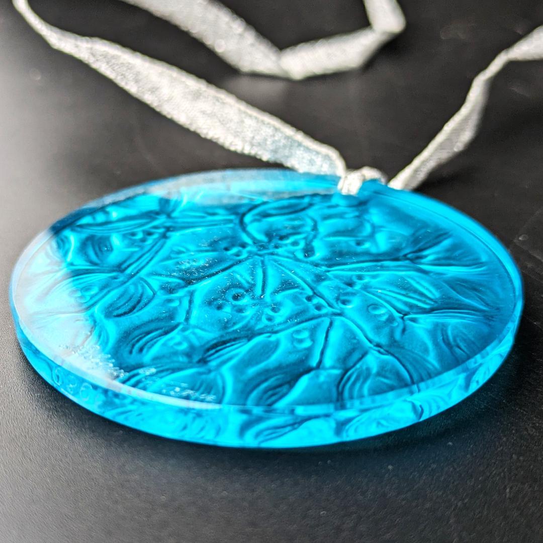 鮮烈ターコイズ★ラリック ヤドリギ ペンダント オーナメント 美品 フランス