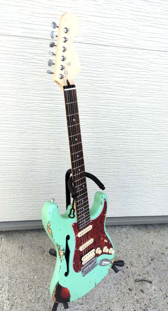 ストラトシンライン①　ハードレリックサーフグリーン　SSH　ステンレスフレット