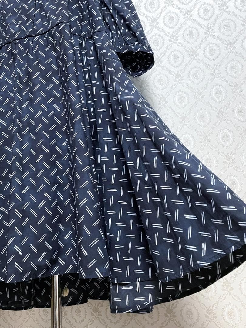 定価7万円 新品 MERLETTE マーレット ネイビー柄物ワンピース