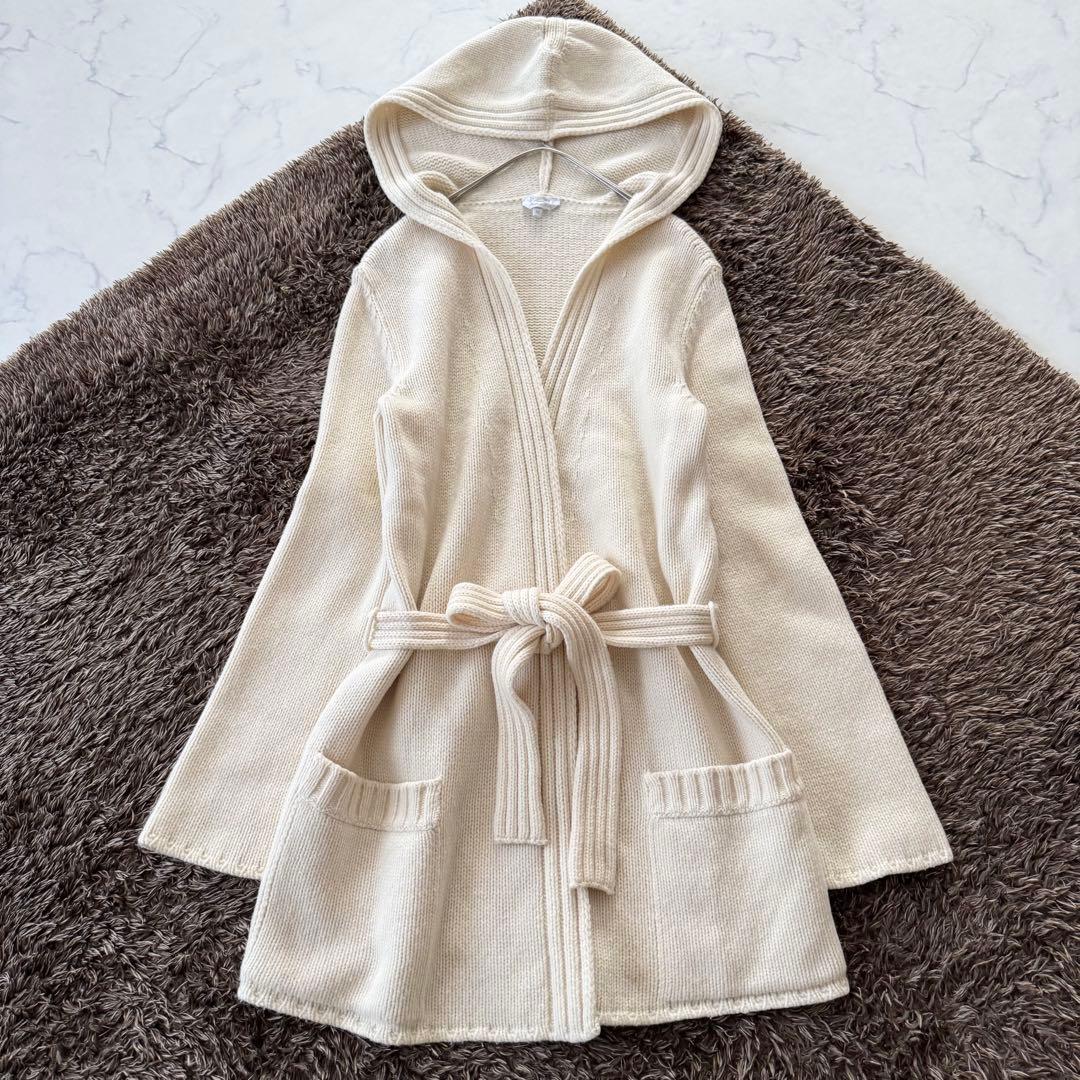 マックスマーラ カシミヤ混 フーディー カーディガン ベルト ウォッシャブル M