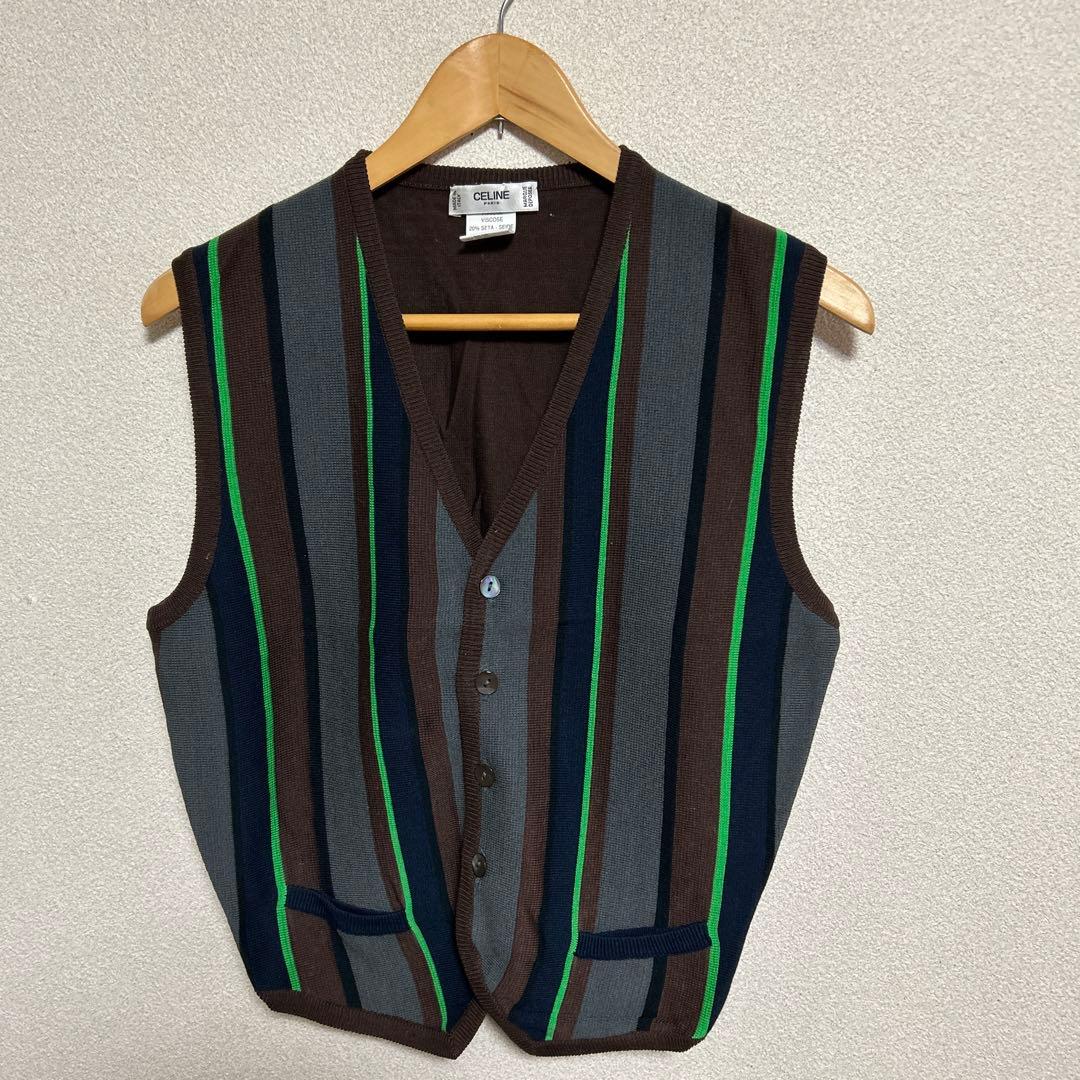 CELINE ストライプ ノースリーブベスト