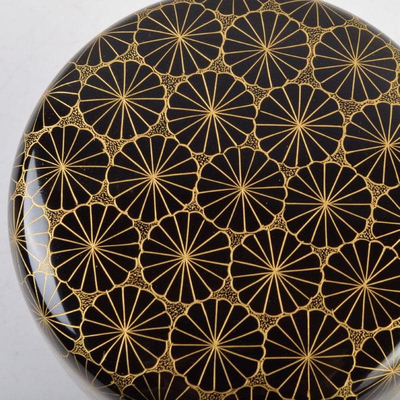 Gojyo　輪島塗　前志芸男作　沈金菊文様　棗　共布共箱　V　9152