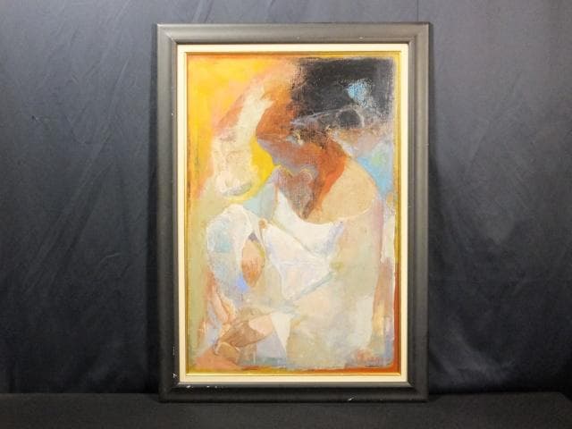 現代アート　斎藤静輝　直筆サイン『女の像』キャンヴァスに油彩 0418N