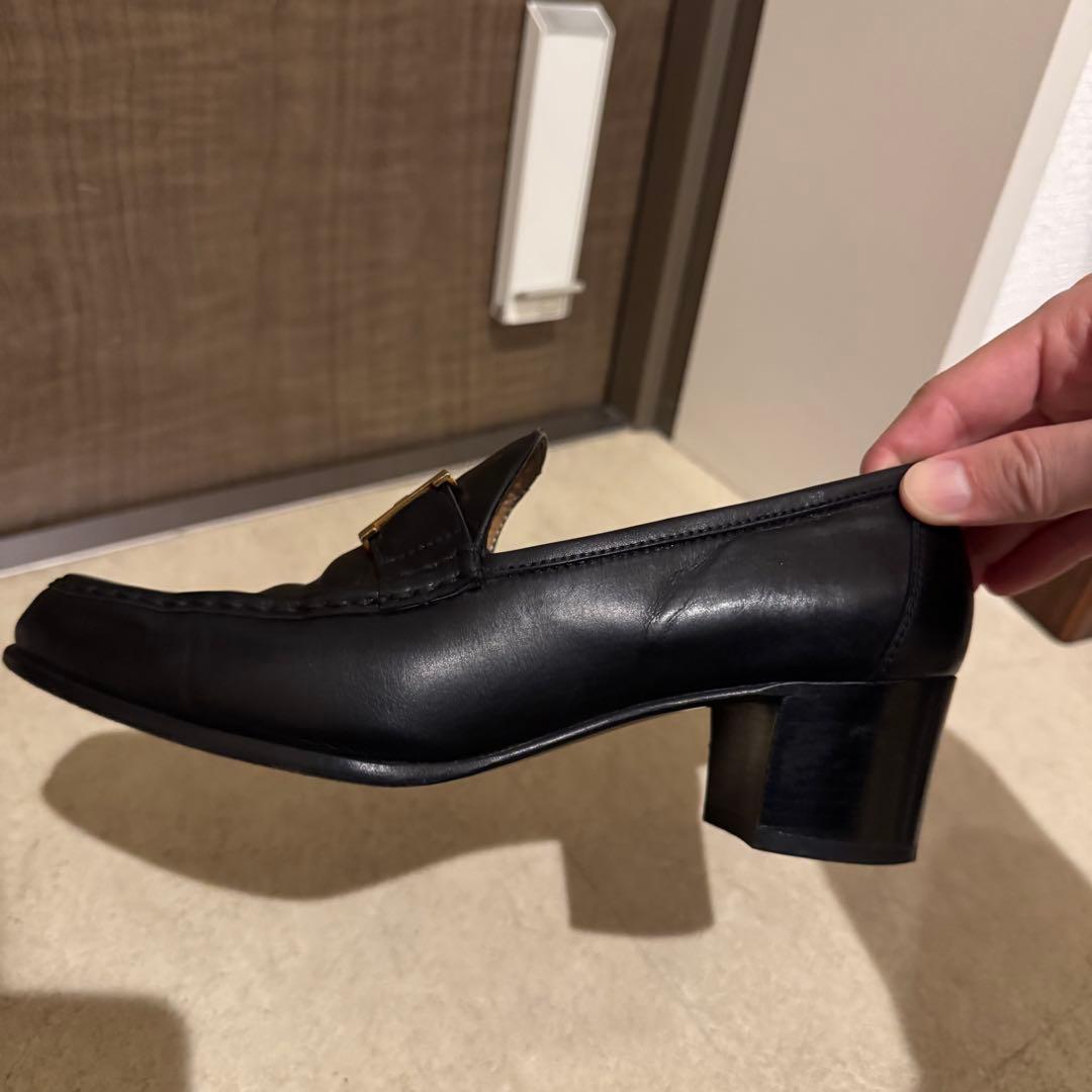 【24cm】HERMES 黒ローファー コンスタンス エルメス 37 1/2