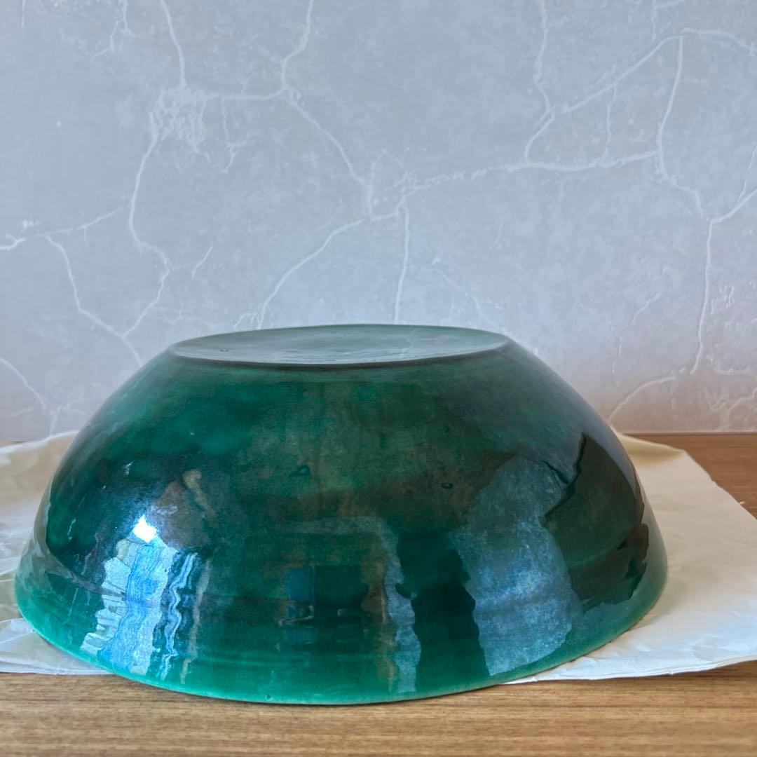 加賀瑞山　青釉立田川　平水指　茶道具