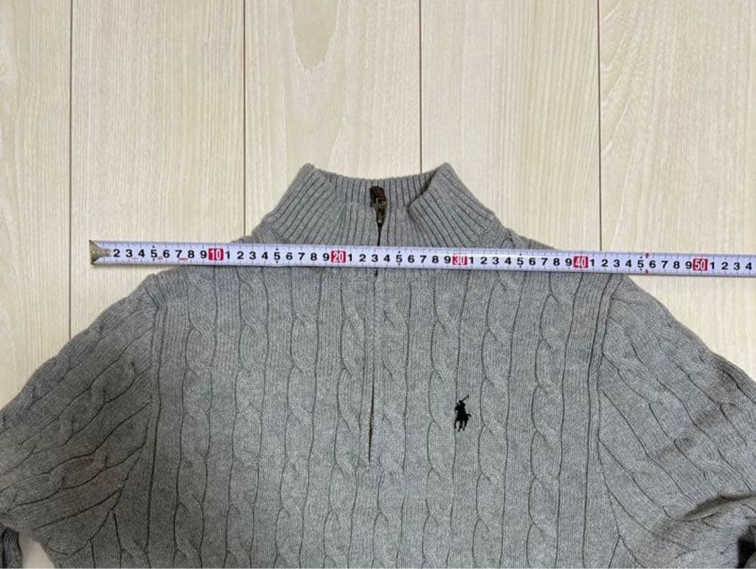 Polo Ralph Laurenグレー ケーブルニット ハーフジップ　XXL