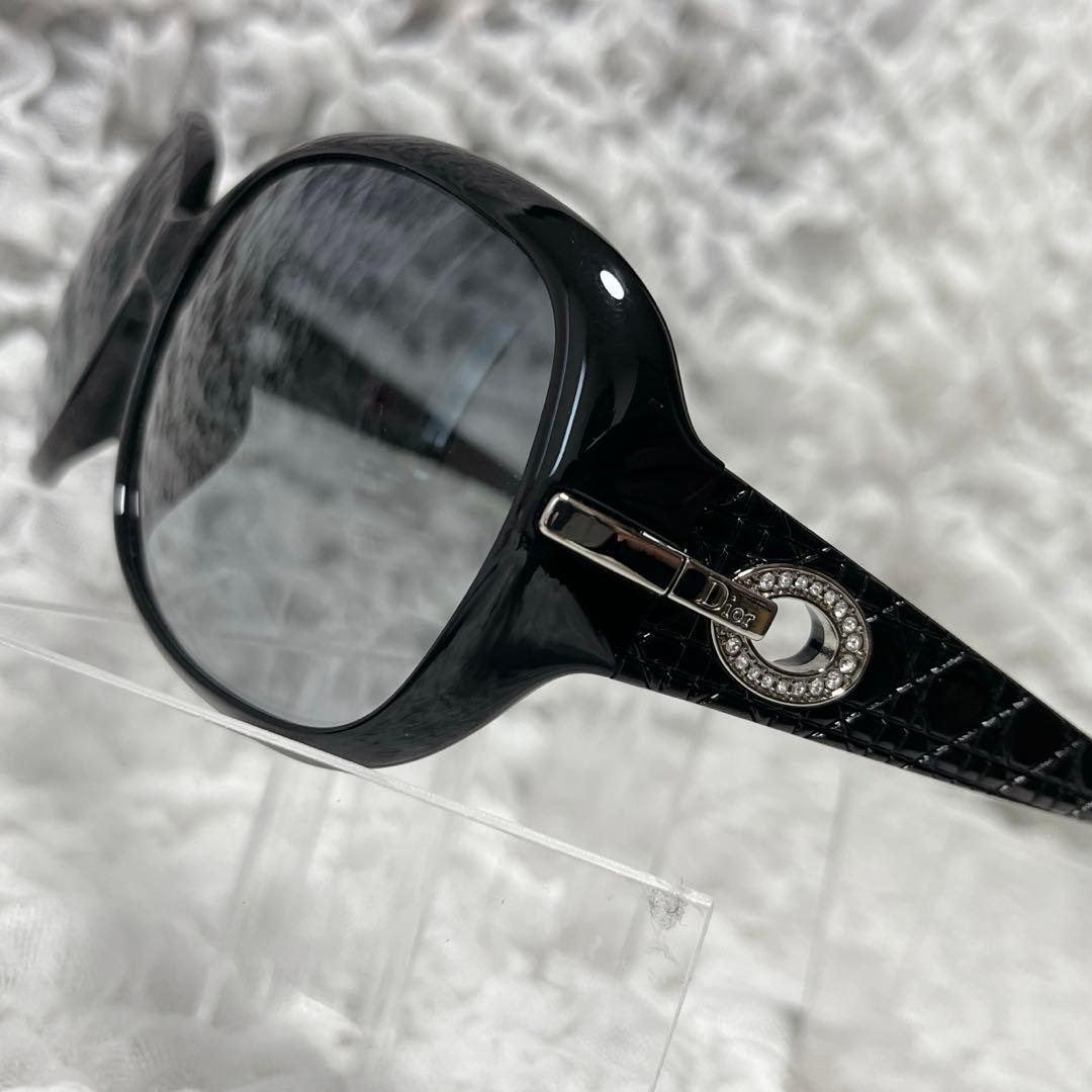 希少✨ラインストーン　Dior ブラック ラウンド型 サングラス　クロコ