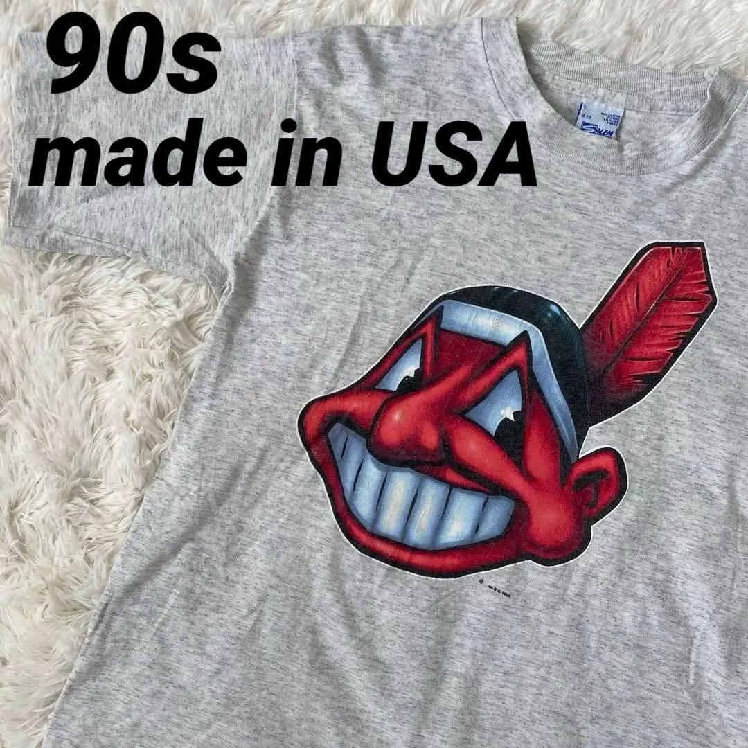 廃盤【インディアンズTシャツ】90s ワフー酋長　メジャーリーグ
