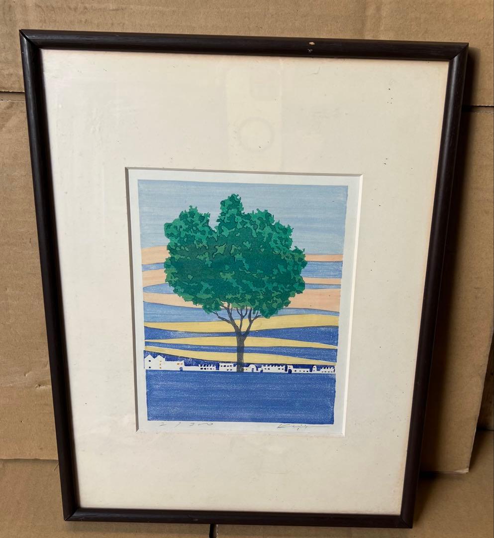 リトグラフ 自然風景 木製フレーム