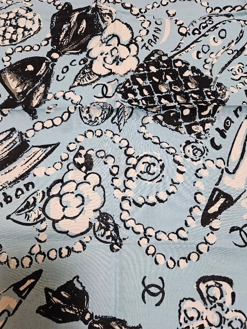 【新品】CHANEL カメリア　リボン　バック　靴柄　バンダナ　ハンカチ