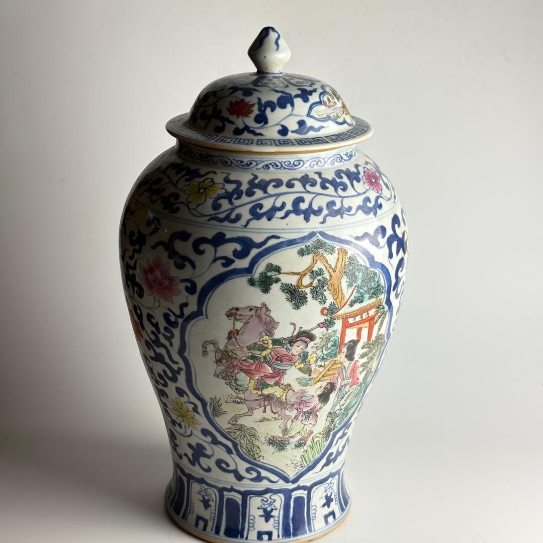 中国 染付 色絵 花瓶 壺 粉彩