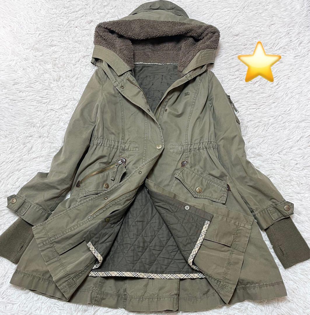 BURBERRY BLUE LABEL キルティングライナー付きモッズコート