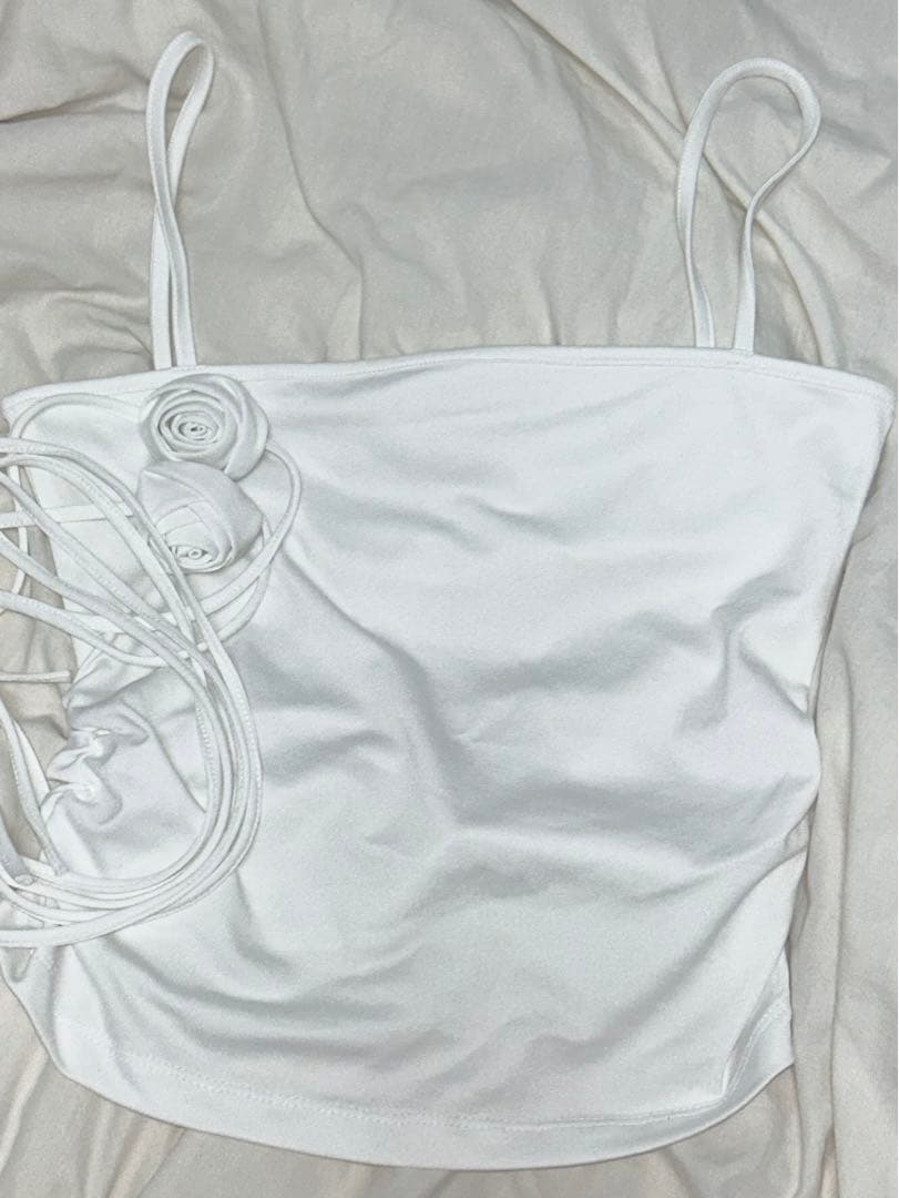 painorpleasure ローズコサージュキャミソール S 白