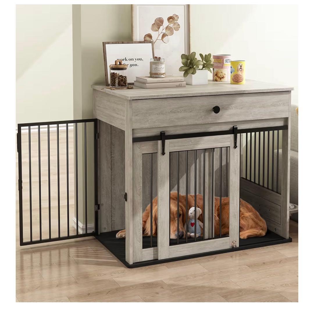中大型犬用ペットケージ スライドドア付き家具調