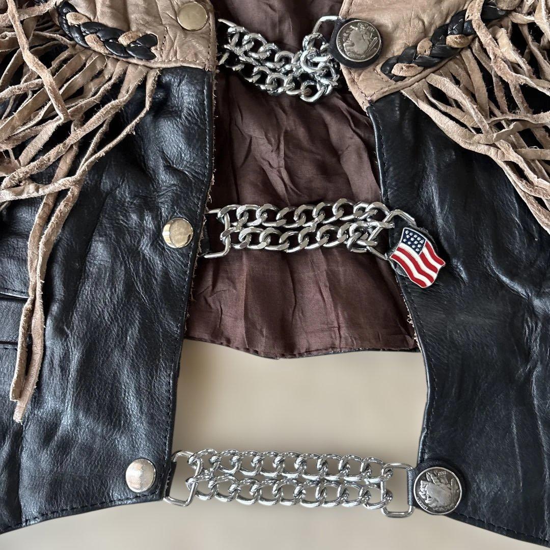 HUDSON LEATHER フリンジ レザージャケットＸＸＬ￼スナップボタン￼