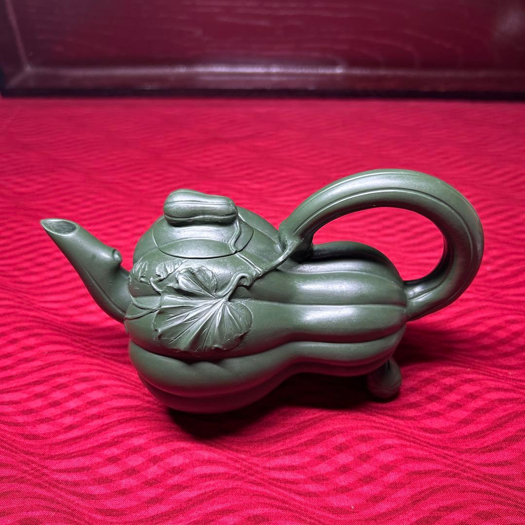 067 骨董品　朱泥南瓜急須　茶壶 　　高建芳製