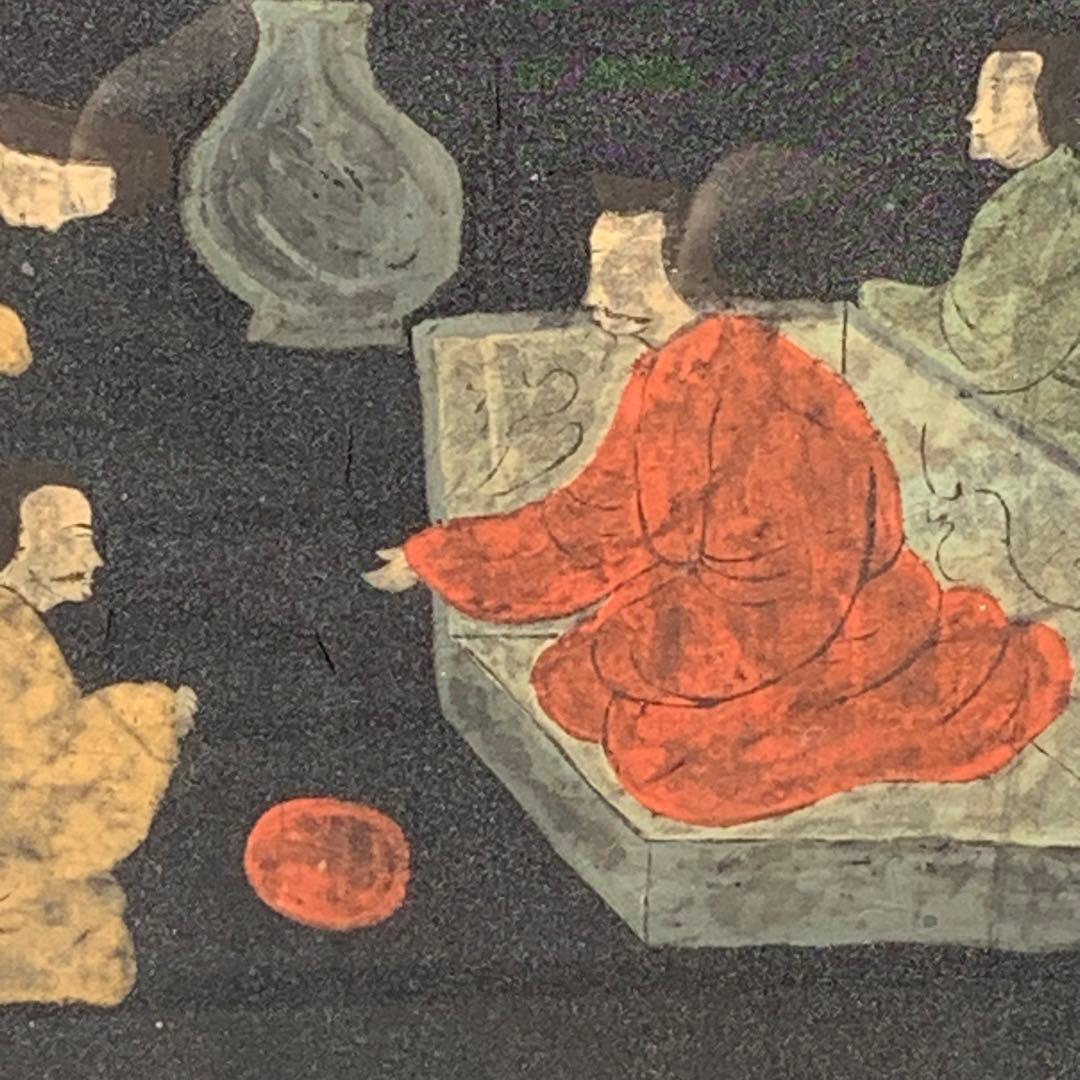 楚国　漢代　帛画　中国　シルク　絹　絵画　額縁　骨董品　馬　王　鳳凰　人　アート