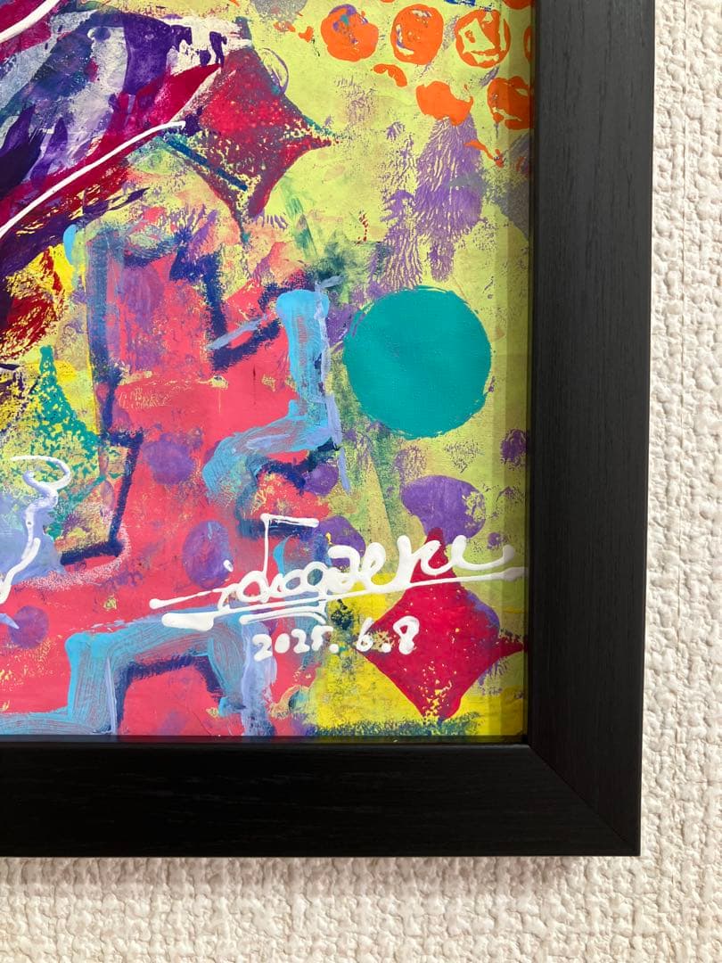 値下げ　原画　花　額付き　花の絵　静物画　絵画　アクリル画　現代アート　一点物