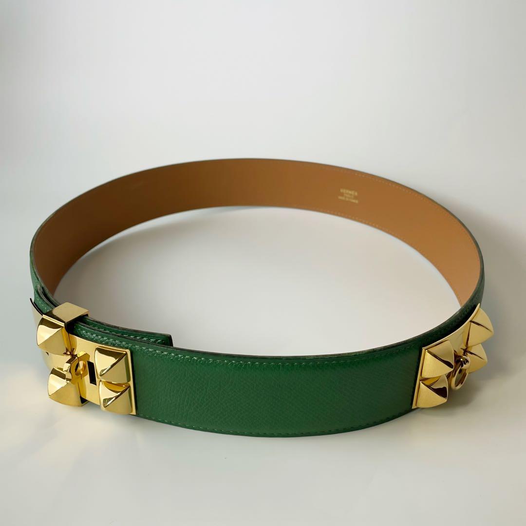 HERMES エルメス コリエドシアン メドール ベルト グリーン×ゴールド78