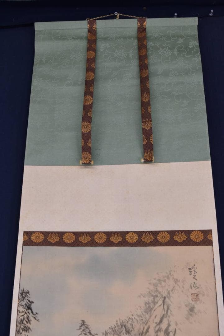 【真作】池田渓仙/白雲鐘聲之図/川下り図/山水図/掛軸/名家伝来/AA-769