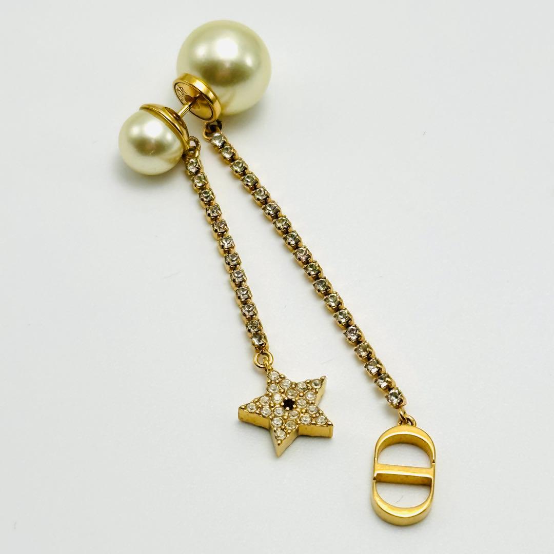 現行品　Dior Tribales ピアス　メタル　レジンパール　クリスタル
