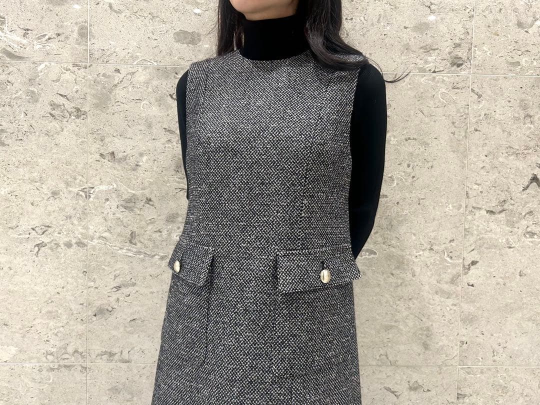 美品★M-premier★エムプルミエ★ツイードワンピース★黒★ジャンスカ