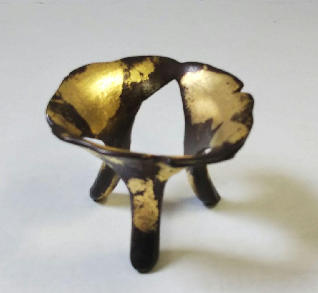 茶道具 裏千家 鵬雲斎 好 銀杏 蓋置 14代 宮崎寒雉 共箱 新品未使用