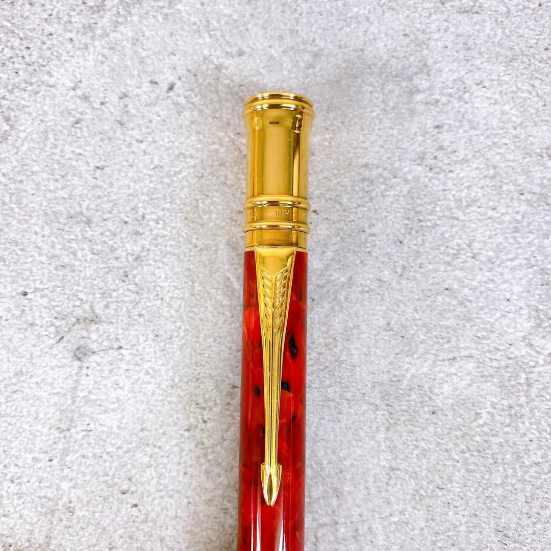 PARKER パーカー デュオフォールド 赤マーブル ゴールドカラーボールペン