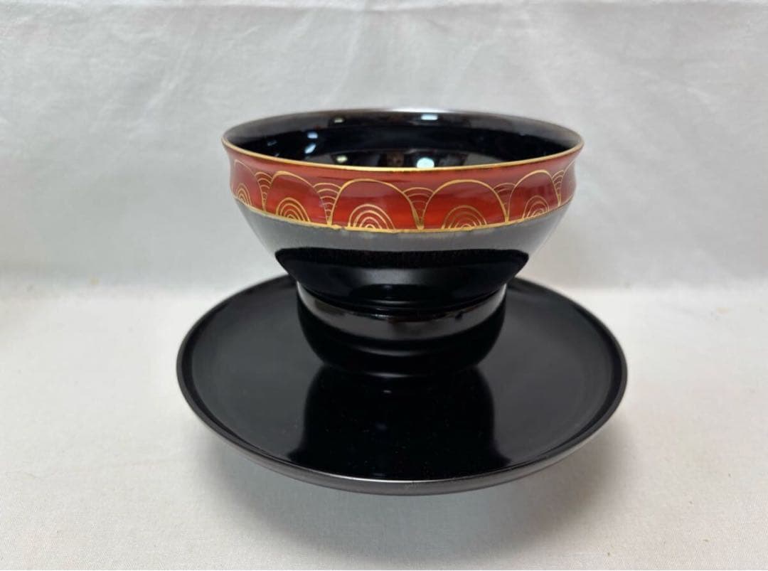 茶道具 黒塗天目台 瑞雲作 金彩波絵 天目茶碗 、竹台子、煙草盆、旅箪笥まとめて