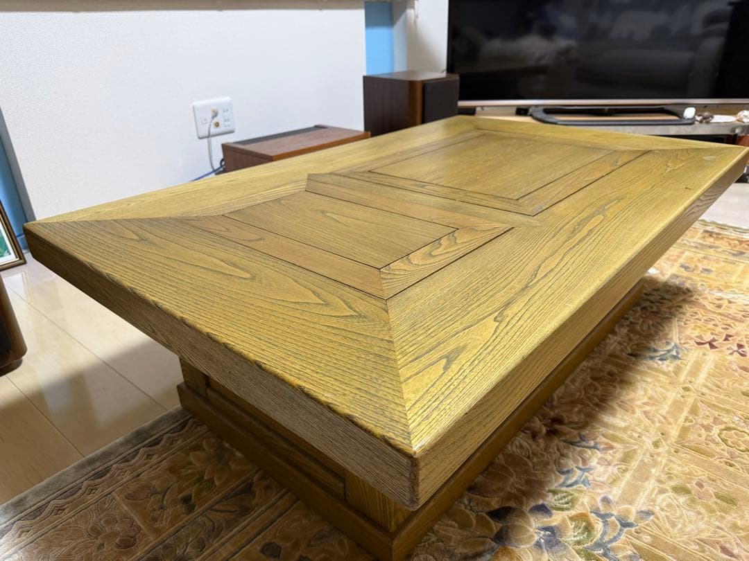 木製座卓 引き出し付き 天板開閉可能