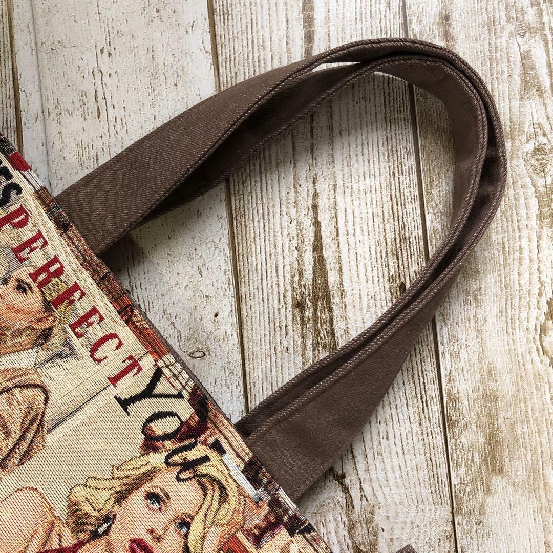 bebe✻y　トートバッグ　ハンドメイド　ブラウン×レッド【新品デニム】