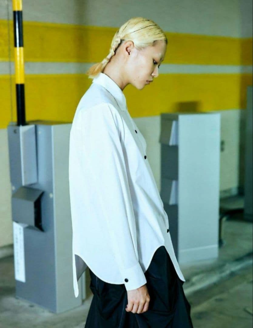 oOoOoO　アシンメトリーシャツ　変形　38 白　ナゴンスタンス