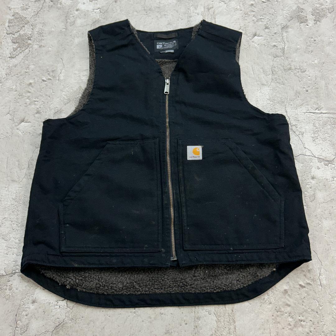 り*ぃ様 Carhartt　カーハート　ダックベスト　ボアベスト　古着　ブラック