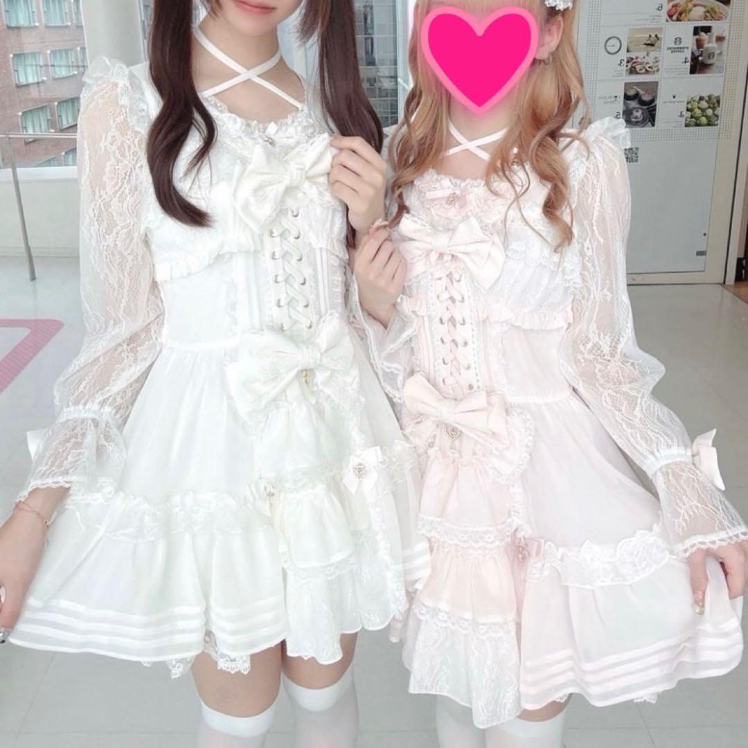 美品♡リズリサ♡フロントティアードシフォンワンピース♡ピンク♡