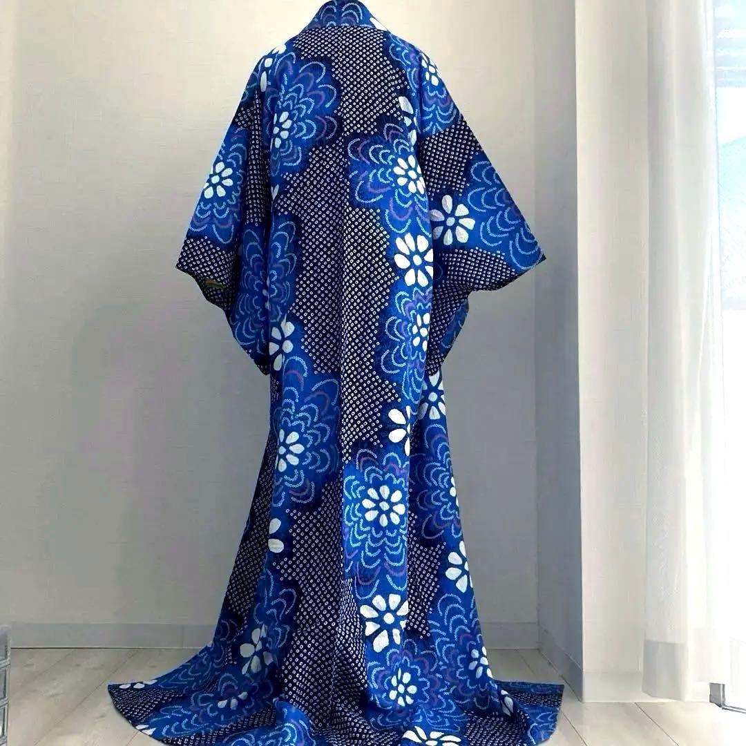 専用chaps❤️様 有松絞り　浴衣　上質　花模様　身丈160cm トーN2-78