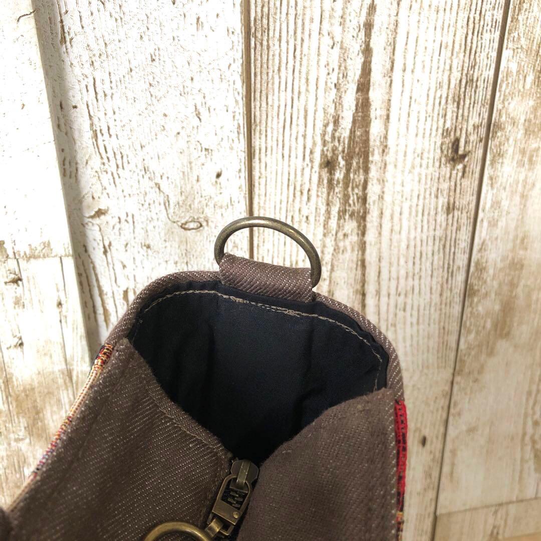 トートバッグ　ハンドメイド　デニムリメイク　ブラウン×ブラック　バンブー【新品】